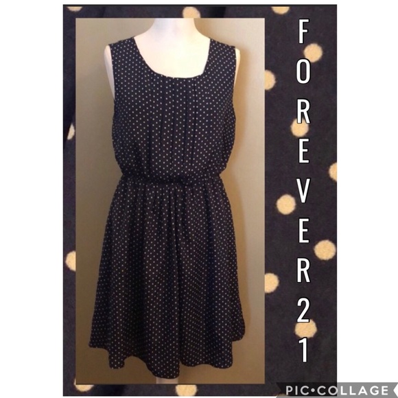 Forever 21 Dresses & Skirts - F21-Polka Dot Dress-Navy Sz Med-